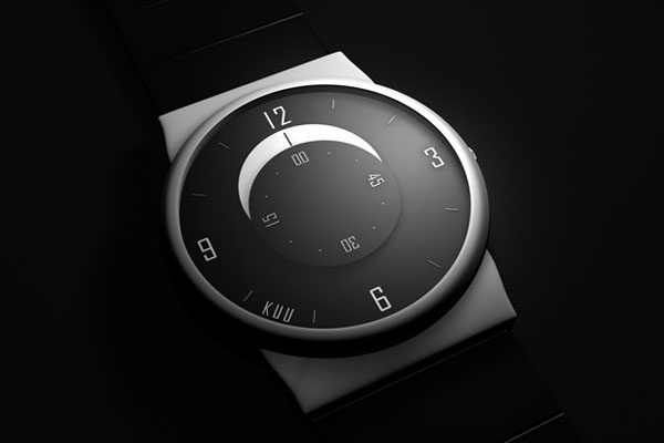 手表由三个圆盘组成,包括黑色的时钟